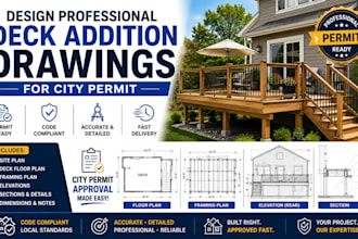 design professional deck addition drawings for city permit