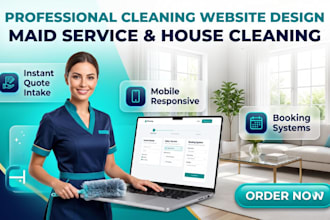 design house cleaning website, maid service landing page, booking funnel