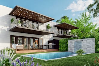 3d backyard landscape garden design hardscape patio pool gazebo outdoor kitchen