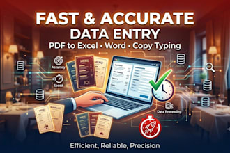 do restaurant menu data entry and create fillable pdf form