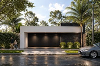 modelado 3d y renderizado exterior fotorealista