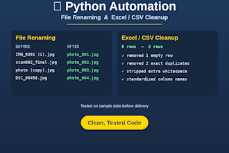 write a python script to clean, rename or organize your files