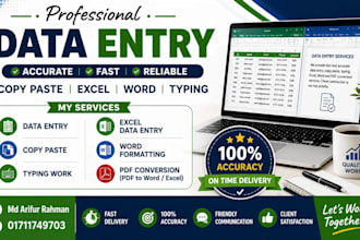 do expert data entry, excel data entry and pdf conversion