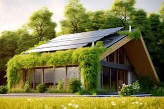 eco homes with daylight ventilation rainwater harvesting and green roof concept