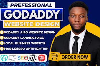 godaddy website design go daddy airo small business website landing page design