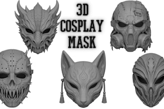 design custom 3d printable cosplay wearable helmet mask stl obj 3mf 3d printing
