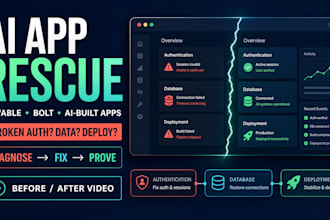 fix your broken lovable, bolt or ai generated app fast