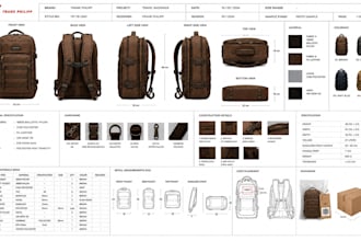 create bag tech pack, backpack tech pack for hand bags design and fashion bags