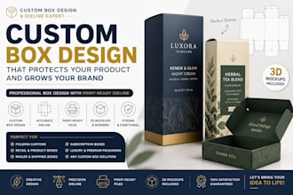 design a custom box design and dieline for your product
