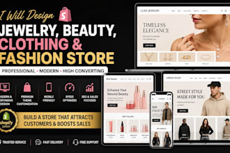 design jewelry website, beauty store, clothing store
