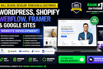 set up design wordpress shopify webflow  framer google sites website development