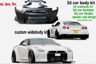 design 3d car parts, car body kit, widebody kit, bumper stl, fender, spoiler cad
