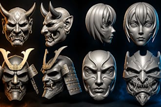 create 3d cosplay armor helmet mask and props for 3d printing