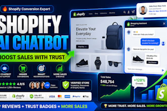 install shopify ai chatbot, trust badges and reviews to boost sales