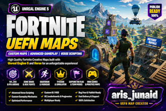 create custom fortnite uefn maps, 1v1 arenas, and verse scripting