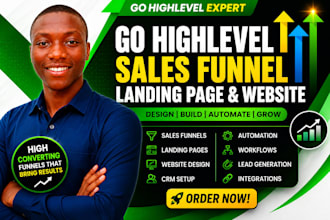 build gohighlevel sales funnel, landing page and website