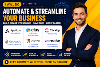 do apollo io automation, clay com, clickup workflow, dubsado crm cloze crm, make