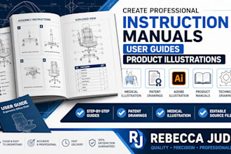 create instruction manual, user guide and product assembly illustration