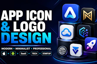 design modern app icon mobile app favicon and minimalist business logo design