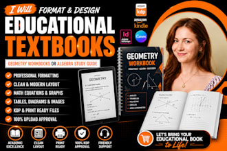 format and design educational textbook geometry workbooks or algebra study guide