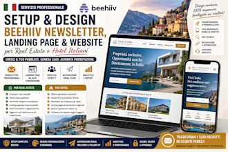 setup design beehiiv newsletter landingpage website for italian realestate hotel