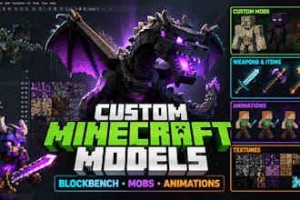 create minecraft blockbench models, mobs, animation and textures