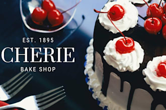 desingn a bakery, cake and also cokkies and food logo