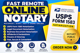 provide fast remote online notary, notarize legal documents, usps form 1583