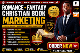 optimize romance, fantasy, christian book kindle SEO and ebook marketing