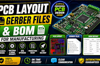 do pcb layout, gerber files and bom for manufacturing
