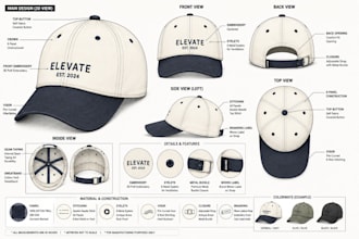 create factory ready cap tech pack, hat tech pack for manufacturing