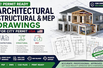 do permit ready architectural, structural, and mep drawings for city permit USA