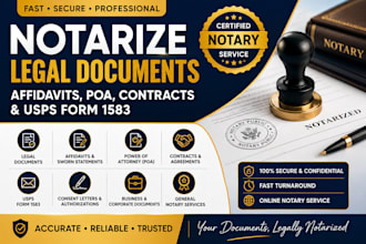notarize legal documents, affidavits, poa, contracts and usps form 1583, notary