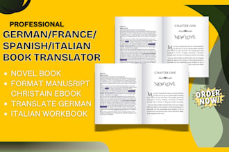 translate novel book manuscript into spanish italian french german book layout
