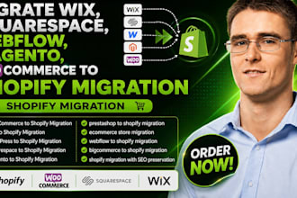 migrate wix, squarespace, webflow, magento, woocommerce to shopify migration