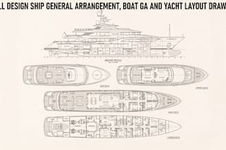 design ship general arrangement, boat ga and yacht layout drawings