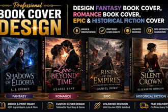 design fantasy book cover, romance book cover, epic and historical fiction cover