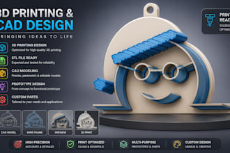 do 3d printing design, stl file, cad modeling, prototype design, custom parts