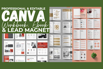 design editable canva workbook, ebook lead magnet, fillable pdf, canva template