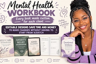 mental health workbooks, therapy worksheets, cbt workbooks and self help ebooks