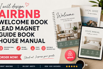 design airbnb welcome book lead magnet guidebook, vacation rental, house manual