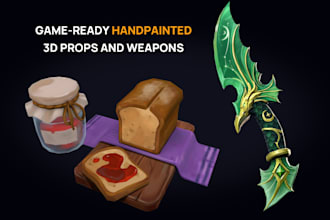 create 3d hand painted stylized props and weapons
