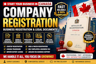 handle company registration in canada, business registration and legal documents