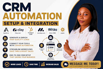 setup clay, apollo io, hubspot CRM, monday, zoho, and zapier automation