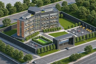 render3d educational building,academic block interior,outdoorfield,landscape,rvt