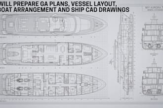 prepare ga plans, vessel layout, boat arrangement and ship cad drawings