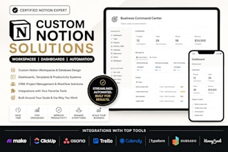 design custom notion templates, dashboards, websites and workflow automation