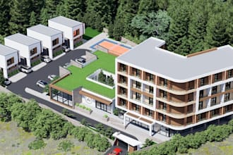 upgrade 3d hotel resort external,cgi hospitality development,eco lodge rendering