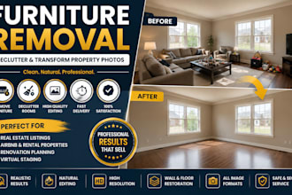 remove furniture and declutter property photos professionally