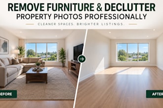 remove furniture and declutter property photos professionally